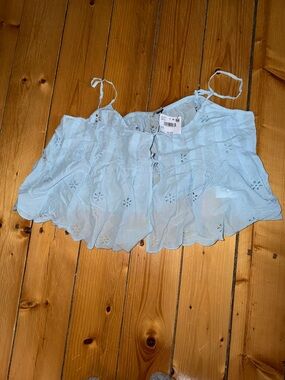 American Eagle Light Blue Eyelet Crop Tank Top